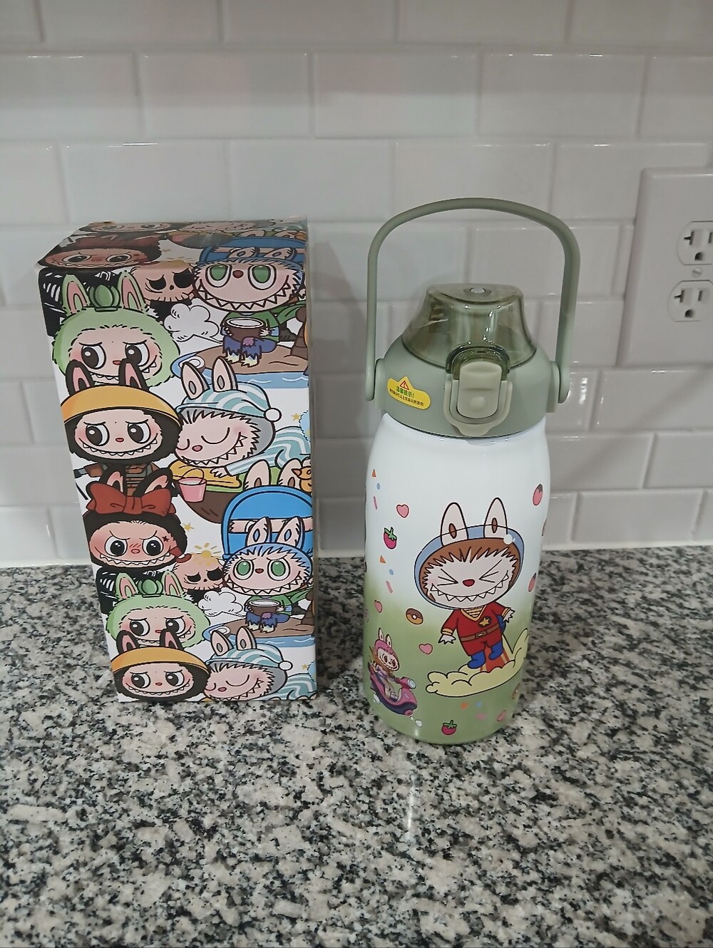 Kids Cartoon Bunny Stainless Steel Water Bottle - Green